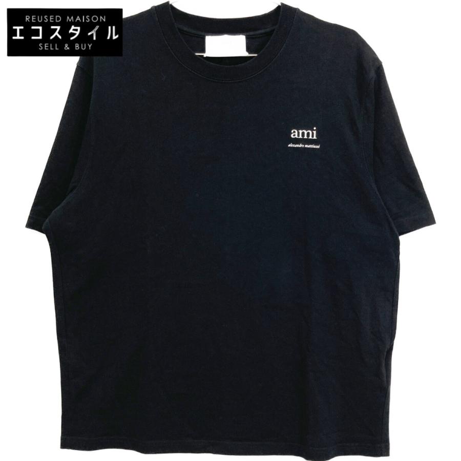 AMI PARIS アミパリス UTS024.726 ブラック コットン ハートロゴ T