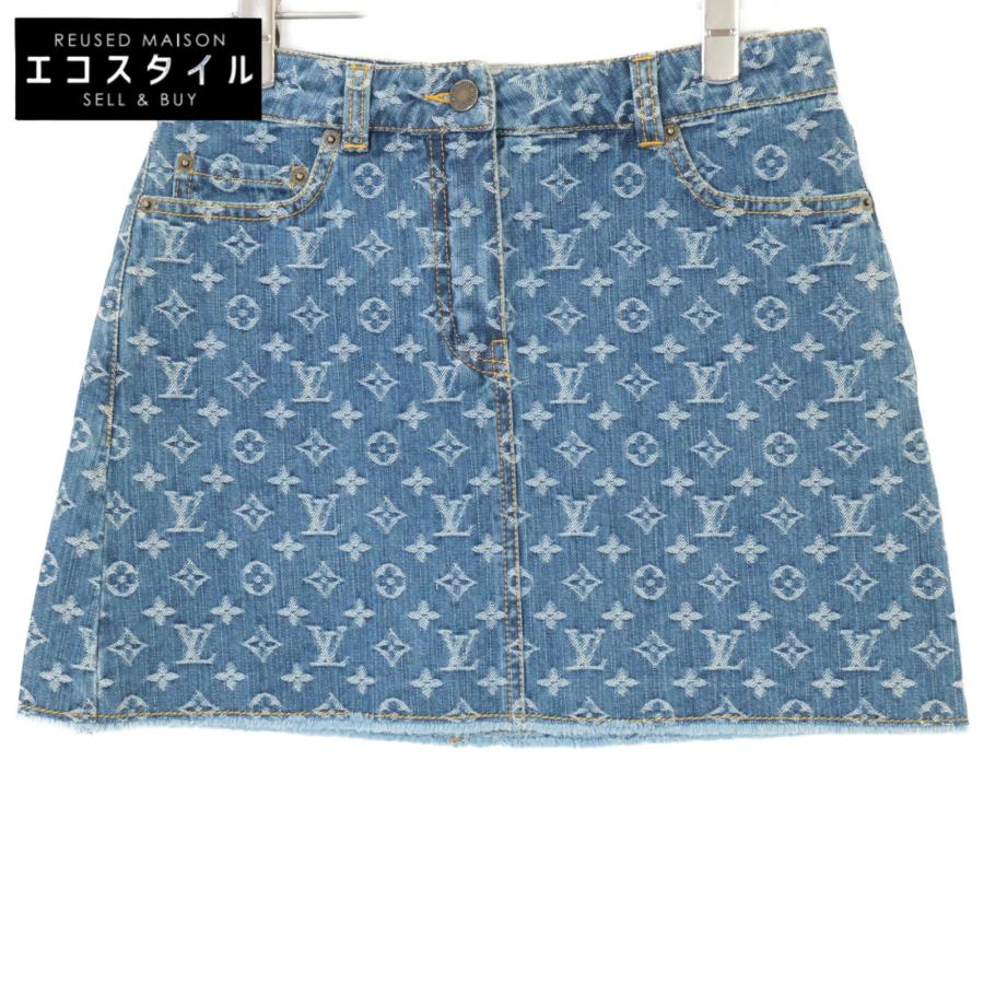 ルイ・ヴィトン ロゴデニムスカート 美品/国内正規 LOUIS VUITTON ルイヴィトン モノグラムデニム ミニ