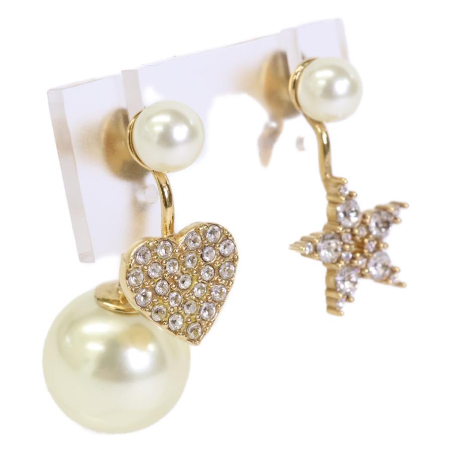DIOR ディオール レジンパール ハート スター ラインストーン ピアス