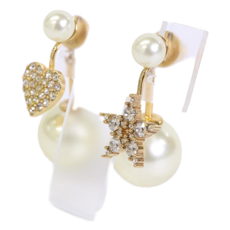 DIOR ディオール レジンパール ハート スター ラインストーン ピアス