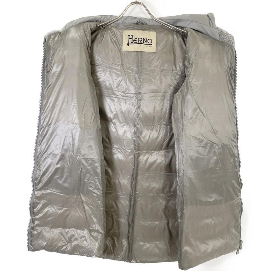 美品✨HERNO　スパンコール　ロングツイードダウンコート　グレー ヘルノ HERNO ダウンコート ダウンジャケット キッズサイズ14A ツイード