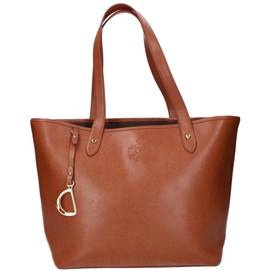 ローレン　ラルフローレン ブラウン レザーハンドバッグ LAUREN RALPH ローレン ラルフローレン ロゴ入り レザー トートバッグ