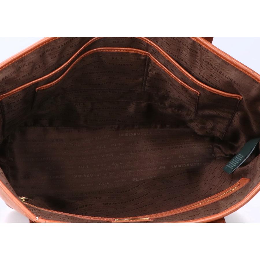ラルフローレン ブラウン レザートートバッグ LAUREN RALPH ローレン ラルフローレン ロゴ入り レザー トートバッグ