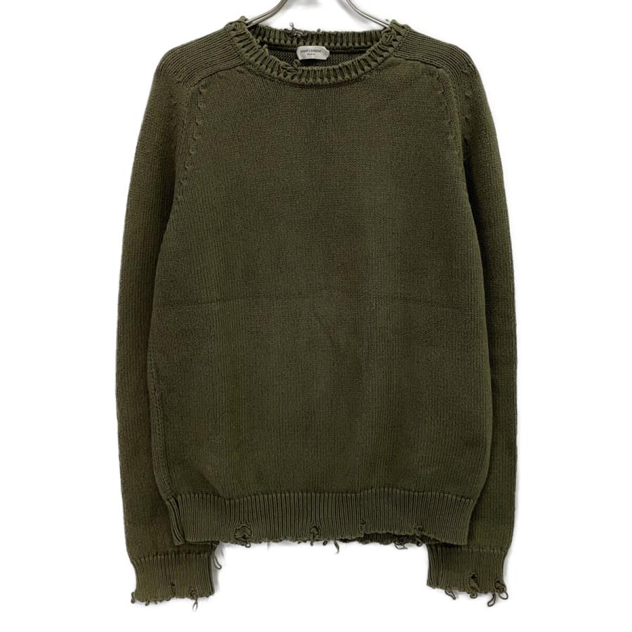 BALMAIN カーキ ニットセーター 国内正規/ SAINT LAURENT PARIS サンローランパリ 604798 クラッシュ