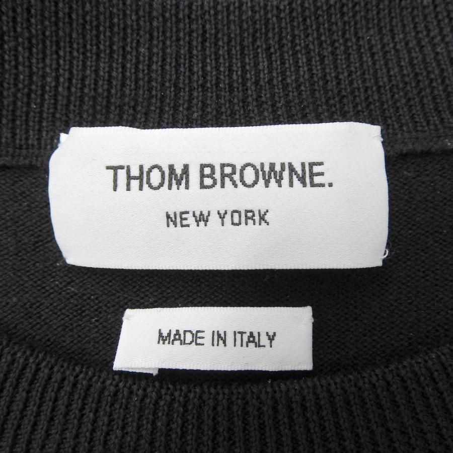 THOM BROWNE トムブラウン  フォーバー クルーネック ニット トップス メンズ ブラック 1 MKA373A-Y1002001 1 THOM BROWNE トムブラウン フォーバー クルーネック ニット トップス