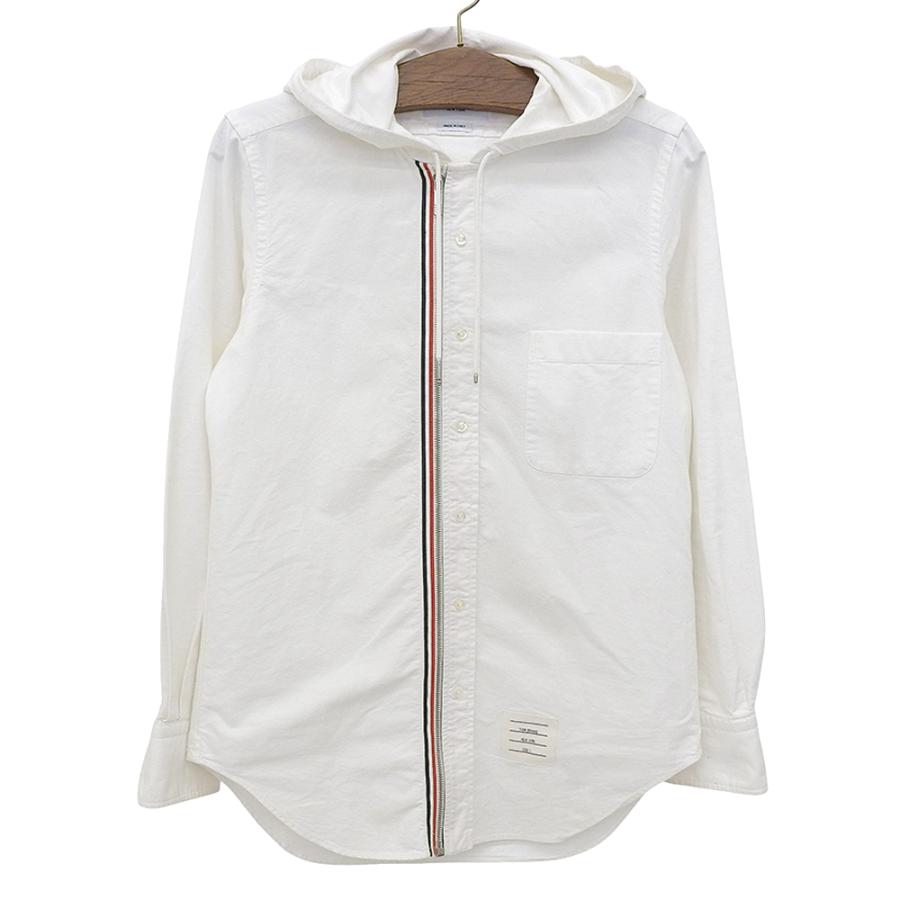 THOM BROWNE トムブラウン Oxford Hooded シャツ ジップパーカー トップス メンズ ホワイト 1 MWL286A-00139100