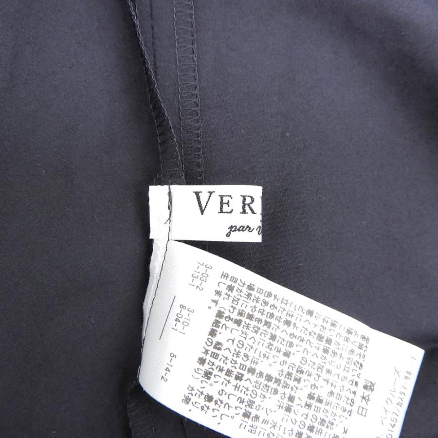 美品 VERMEIL par iena ヴェルメイユ パー イエナ コットン シルク パフスリーブ チュニック トップス レディース ネイビー_3