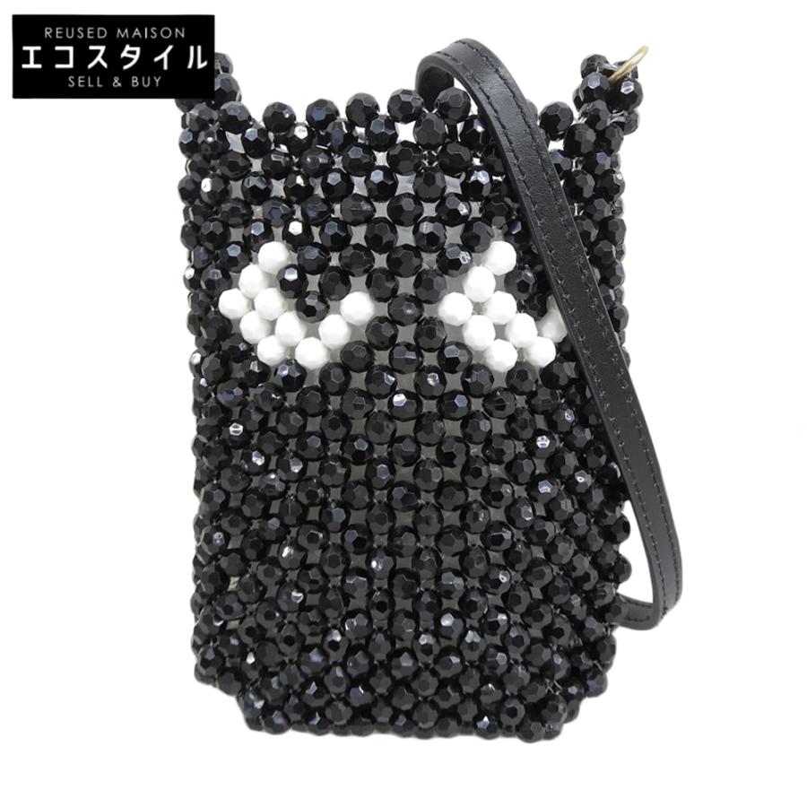 Anya Hindmarch アニヤ ハインドマーチ 美品 ビーズ Eyes Pouch on Strap ショルダーポーチ ショルダーバッグ レディース ブラック 美品 ANYA HINDMARCH アニヤ ハインドマーチ ビーズ Eyes Pouch on