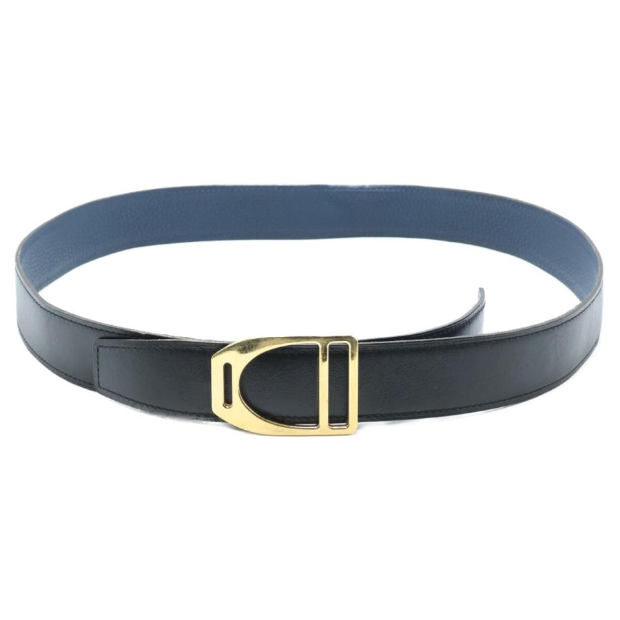 HERMES エルメス　青レザーベルト　メンズ　ゴールドバックル HERMES エルメス 青レザーベルト メンズ ゴールドバックル HERMES