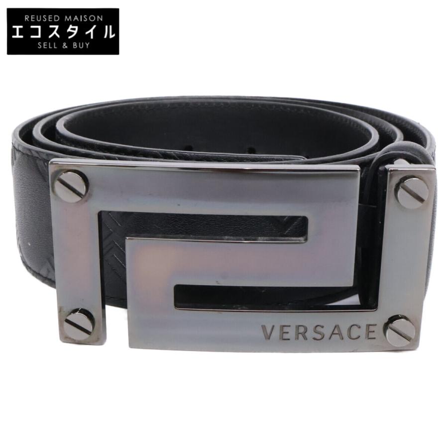 Versace ヴェルサーチ DCU4213 グレカ レザー ベルト 95/38 メンズ