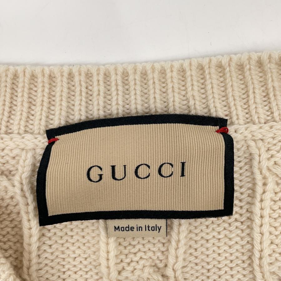 グッチ 681081 ﾎﾜｲﾄ ﾗｲﾝ ﾆｯﾄﾍﾞｽﾄ M GUCCI（グッチ） 681081 ホワイト ライン ニットベスト ホワイト M