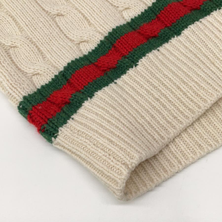 グッチ 681081 ﾎﾜｲﾄ ﾗｲﾝ ﾆｯﾄﾍﾞｽﾄ M GUCCI（グッチ） 681081 ホワイト ライン ニットベスト ホワイト M