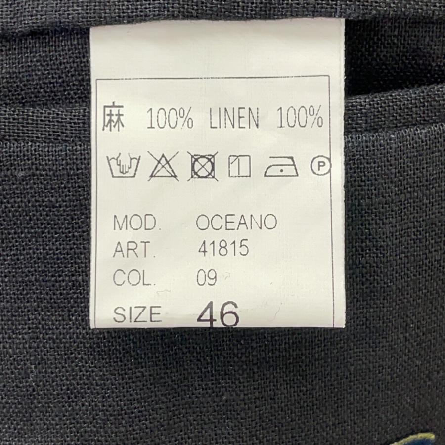 GIANNETTO ジャンネット ブラック リネン OCEANO ダブルジャケット 46