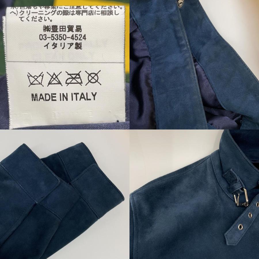 L'EDELLI レデッリ ネイビー ブルー ラム スエードレザー ライダース