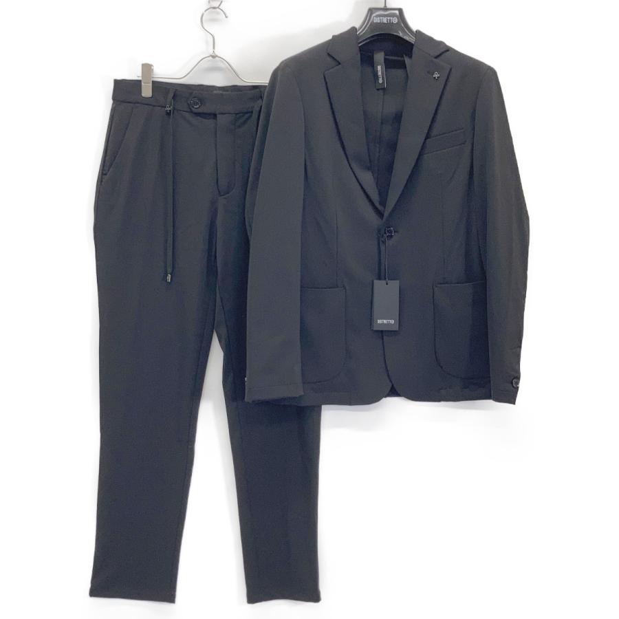 DISTRETTO12 FPU GA1559 ブラック ライクラストレッチジャケットパンツ セットアップ 48 メンズ_1