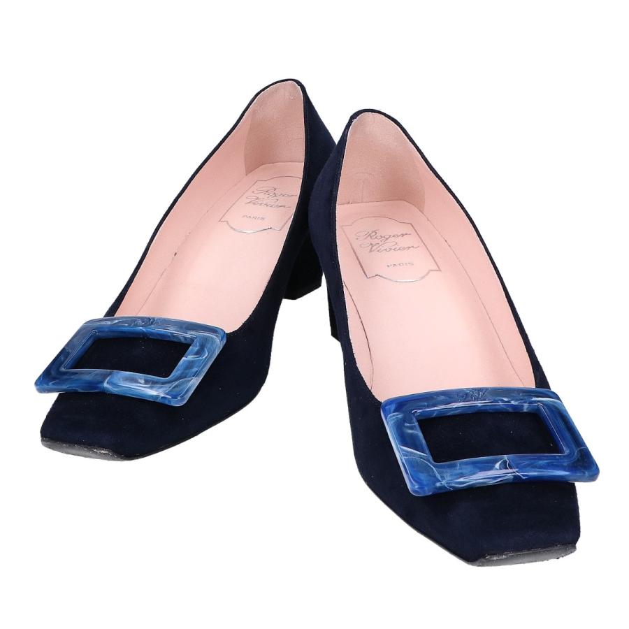 Roger Vivier ロジェヴィヴィエ ブルーバックル スエード スクエアトゥ