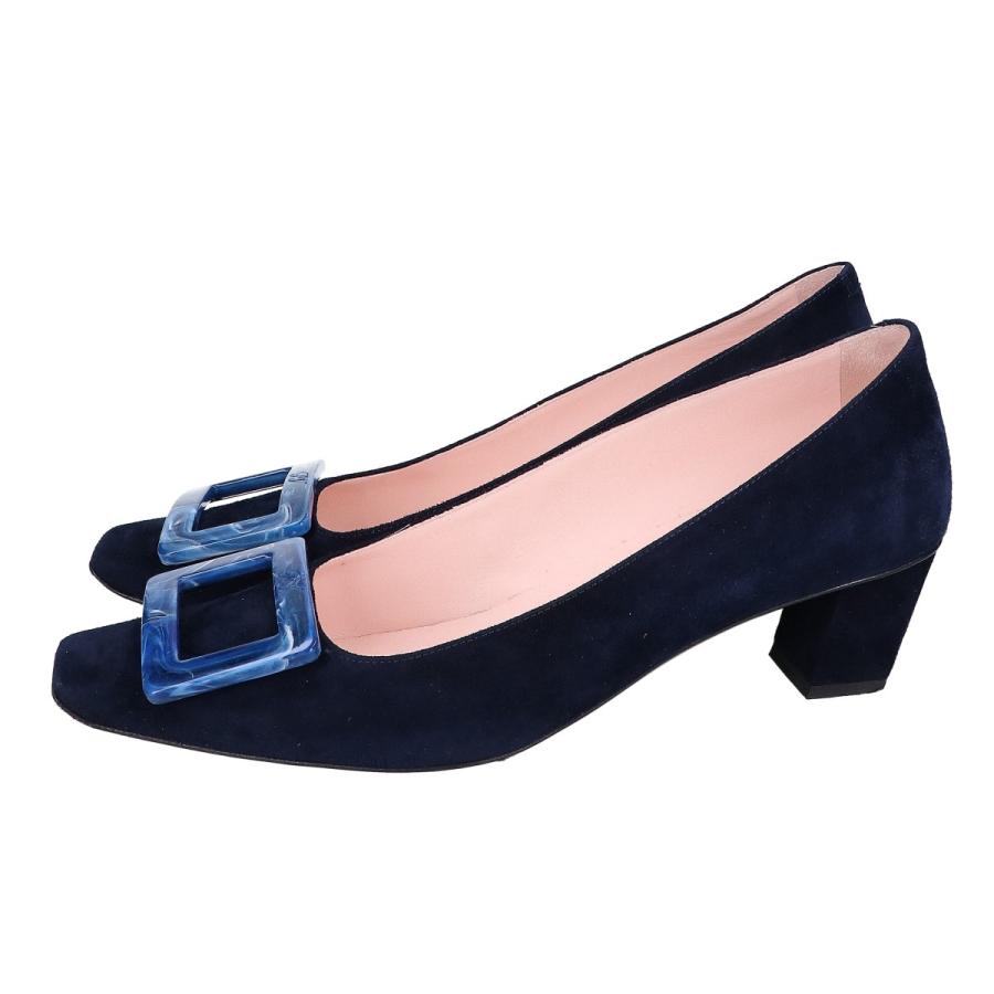 Roger Vivier ロジェヴィヴィエ ブルーバックル スエード スクエアトゥ パンプス 36 1/2 レディース