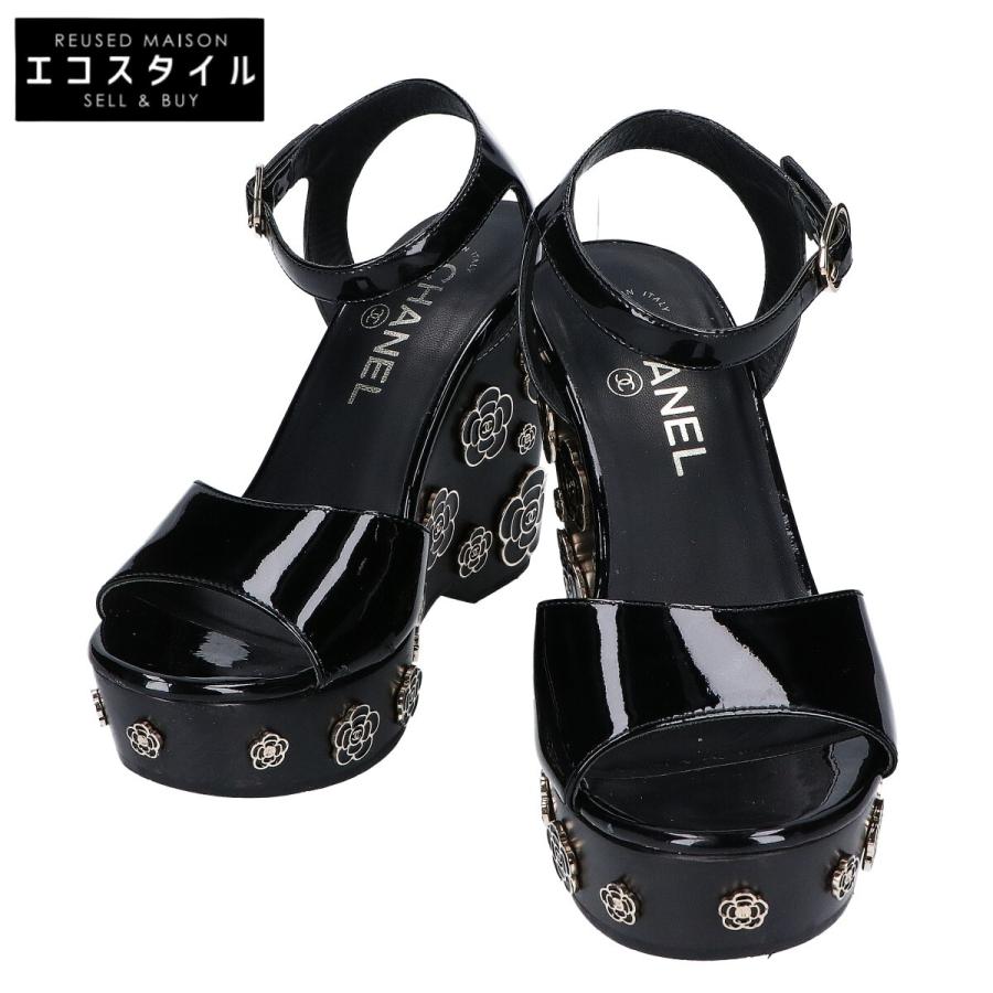 CHANEL（シャネル） G31755 パテントレザー カメリアデザイン ウェッジ 