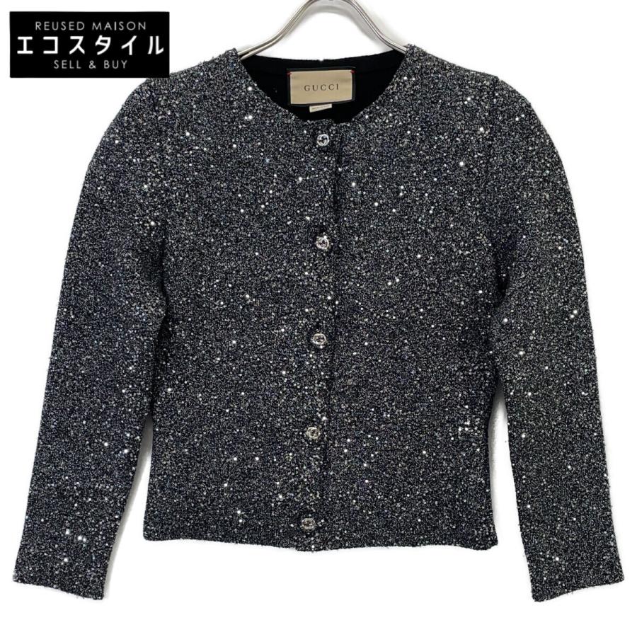 グッチ ｸﾞﾚｰ ｽﾊﾟﾝｺｰﾙ ﾆｯﾄｶｰﾃﾞｨｶﾞﾝ S GUCCI（グッチ） グレー スパンコール ニットカーディガン グレー S