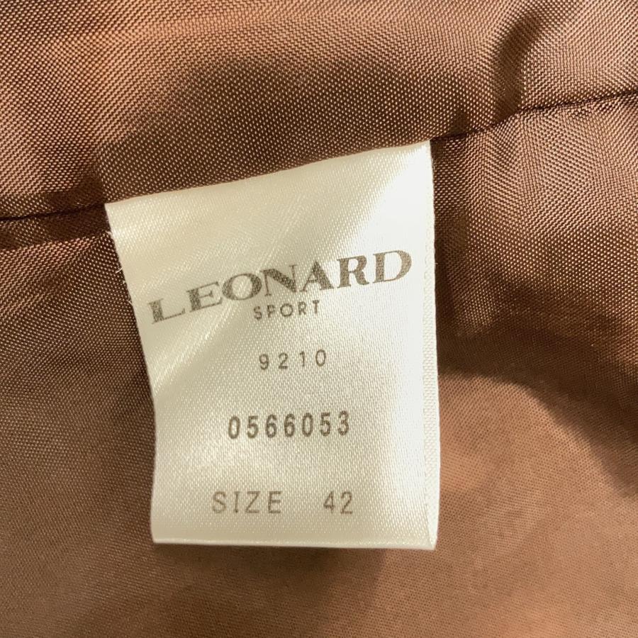 LEONARD レオナール 0566053 ブラウン ウール100 ライナー付 スタンドカラー ハーフコート ブラウン 42 ジャケット ウール レディース 中古_6