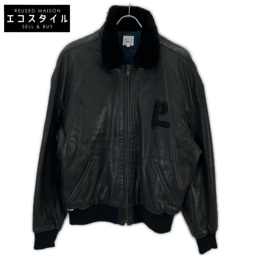 PAPAS パパス ブラック シープスキン レザー ジャケット L メンズ 中古 