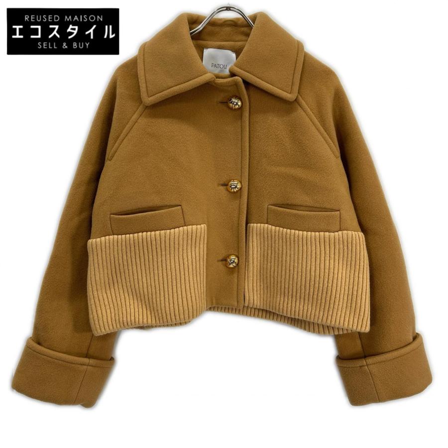 PATOU パトゥ 24A-C0023-0183 キャメル ウール ゴールドボタン クロップド ショートコート キャメル 34 コート ウール レディース 中古