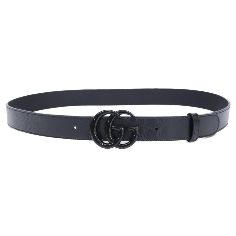 GUCCI グッチ GGマーモント レザーベルト ブラック 414516 シルバー金具 GUCCI（グッチ） 美品 414516 GGマーモント レザー ベルト 95/38