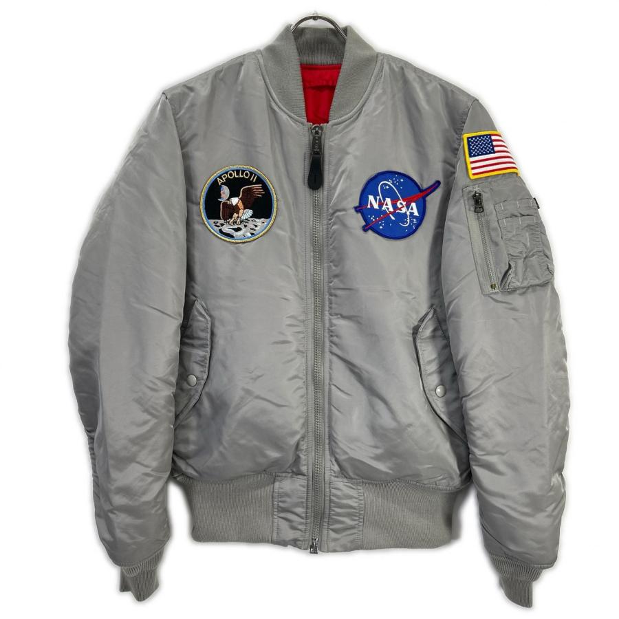 ALPHA INDUSTRIES アルファインダストリーズ シルバー APOLLO MA-1フライトジャケット M ALPHA INDUSTRIES アルファインダストリーズ シルバー APOLLO MA-1