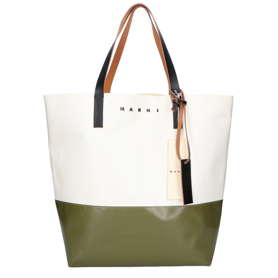 新品同様 MARNI マルニ SHMQ0037A0 TRIBECA トライベッカ  バイカラー ショッピングバッグ ホワイト/カーキ レディースの画像