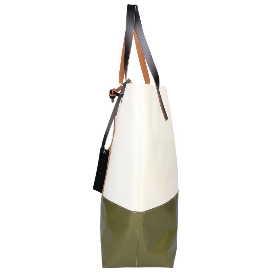 新品同様 MARNI マルニ SHMQ0037A0 TRIBECA トライベッカ  バイカラー ショッピングバッグ ホワイト/カーキ レディースの画像