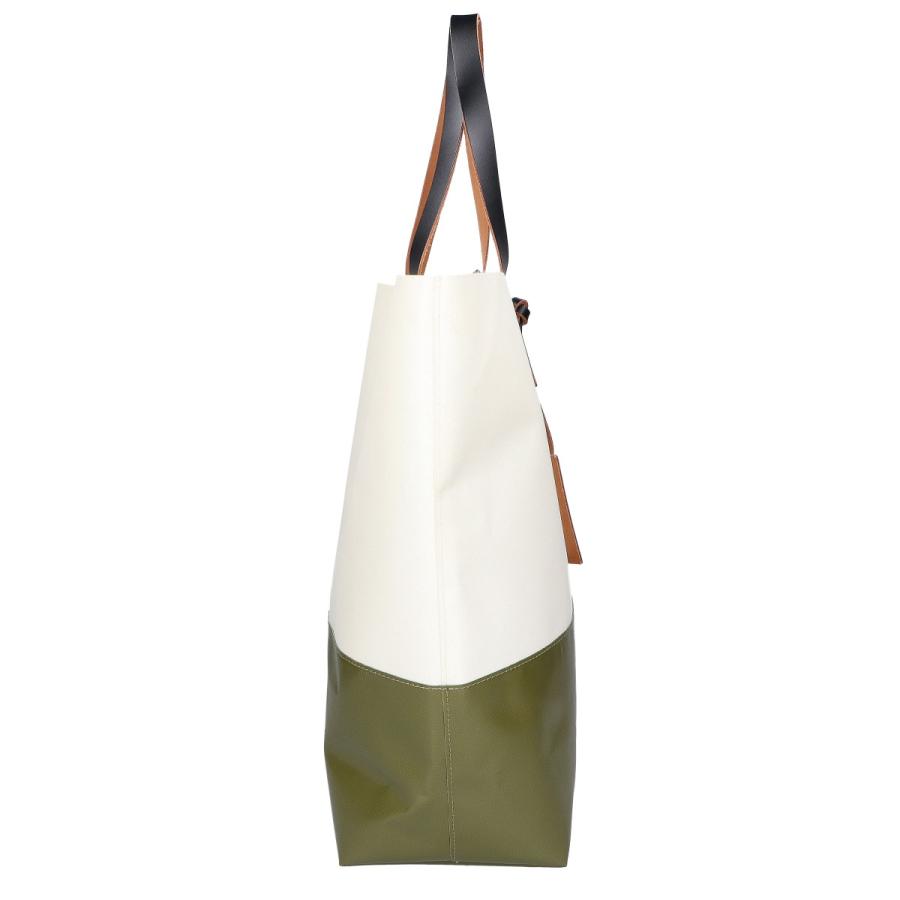 新品同様 MARNI マルニ SHMQ0037A0 TRIBECA トライベッカ  バイカラー ショッピングバッグ ホワイト/カーキ レディースの画像