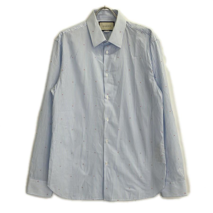 GUCCI グッチ 547234 ブルー ストライプ G総柄 シャツ 43/17 GUCCI（グッチ） 美品/ 547234 ブルー ストライプ G総柄 シャツ 43/17
