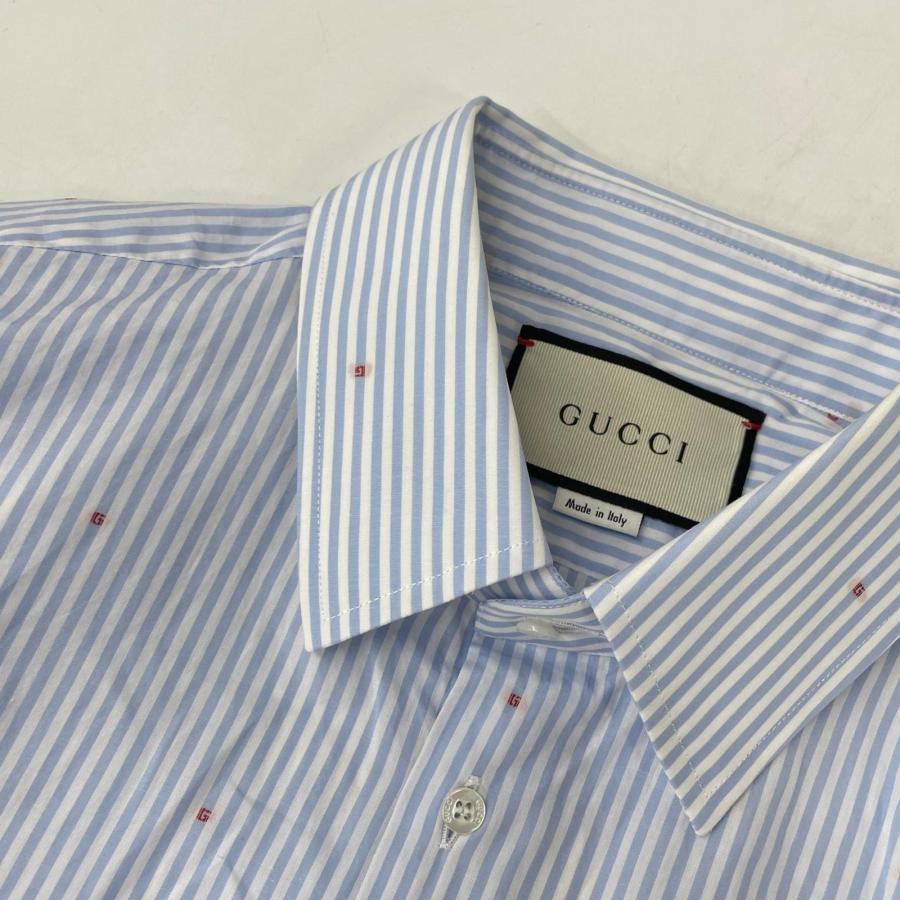 GUCCI（グッチ） 美品/ 547234 ブルー ストライプ G総柄 シャツ 43/17