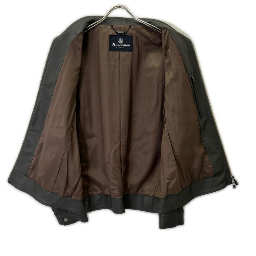 アクアスキュータム 羊革 レザージャケット ブラウン Aquascutum（アクアスキュータム） 2202415016-97 グレー ラムレザー