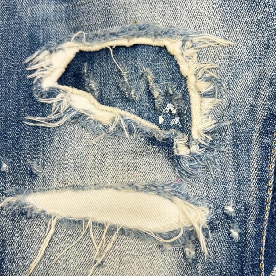 DSQUARED2 ディースクエアード 18年 S71LB0452 ダメージ ペイント加工 SKATER JEAN 42 メンズ
