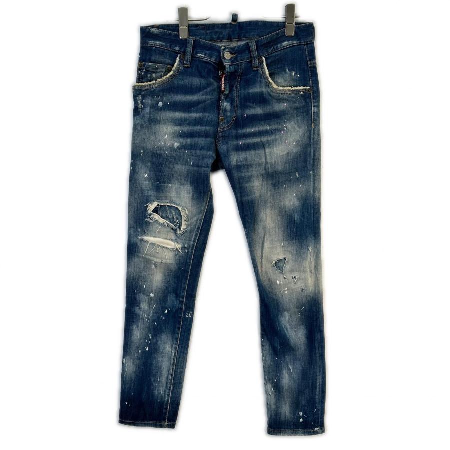 DSQUARED2 ディースクエアード 18年 S71LB0452 ダメージ ペイント加工 SKATER JEAN 42 DSQUARED2（ディースクエアード） 18年 S71LB0452 ダメージ ペイント