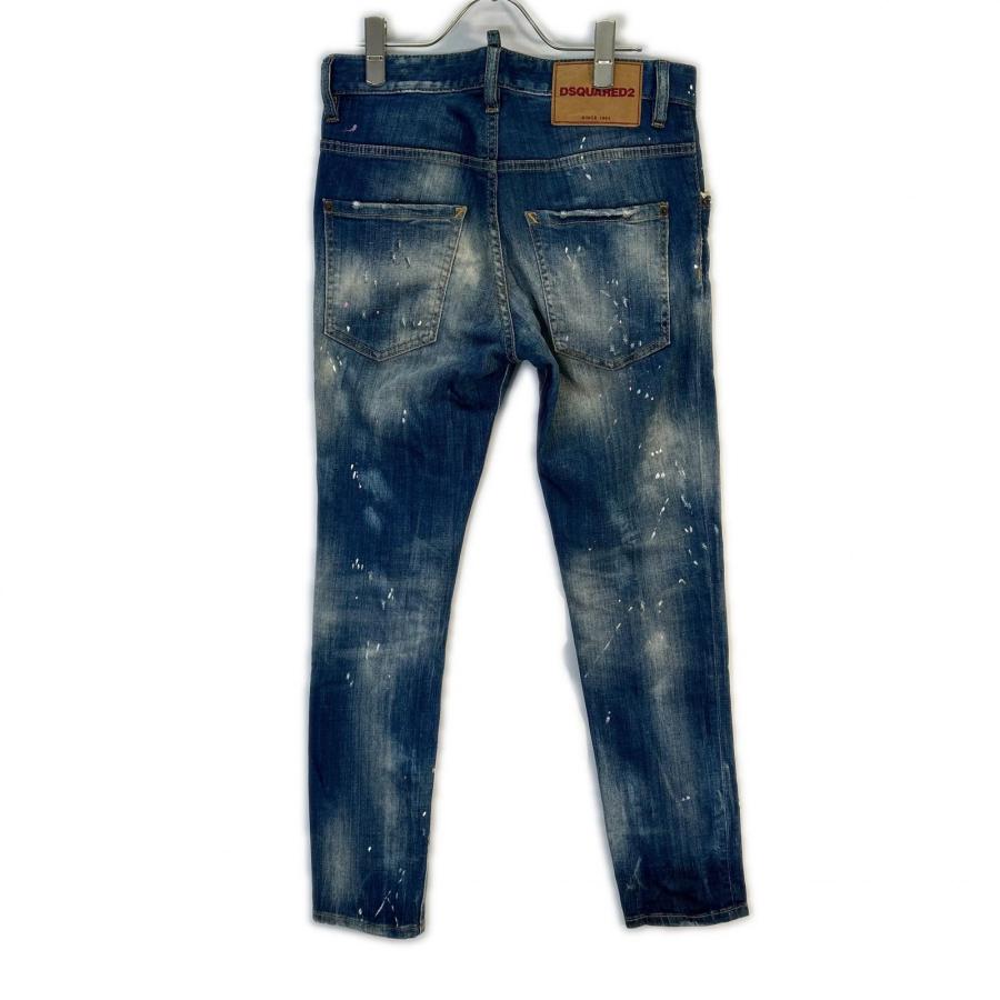 DSQUARED2 ディースクエアード 18年 S71LB0452 ダメージ ペイント加工 SKATER JEAN 42 メンズ