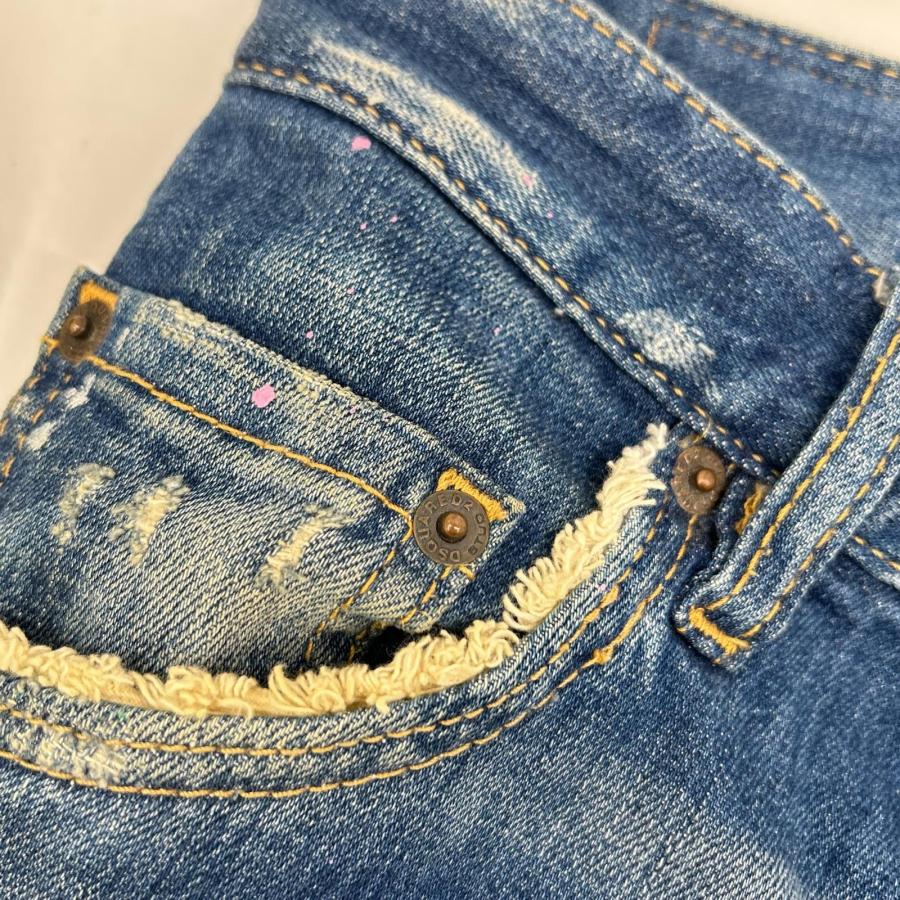 DSQUARED2 ディースクエアード 18年 S71LB0452 ダメージ ペイント加工 SKATER JEAN 42 メンズ