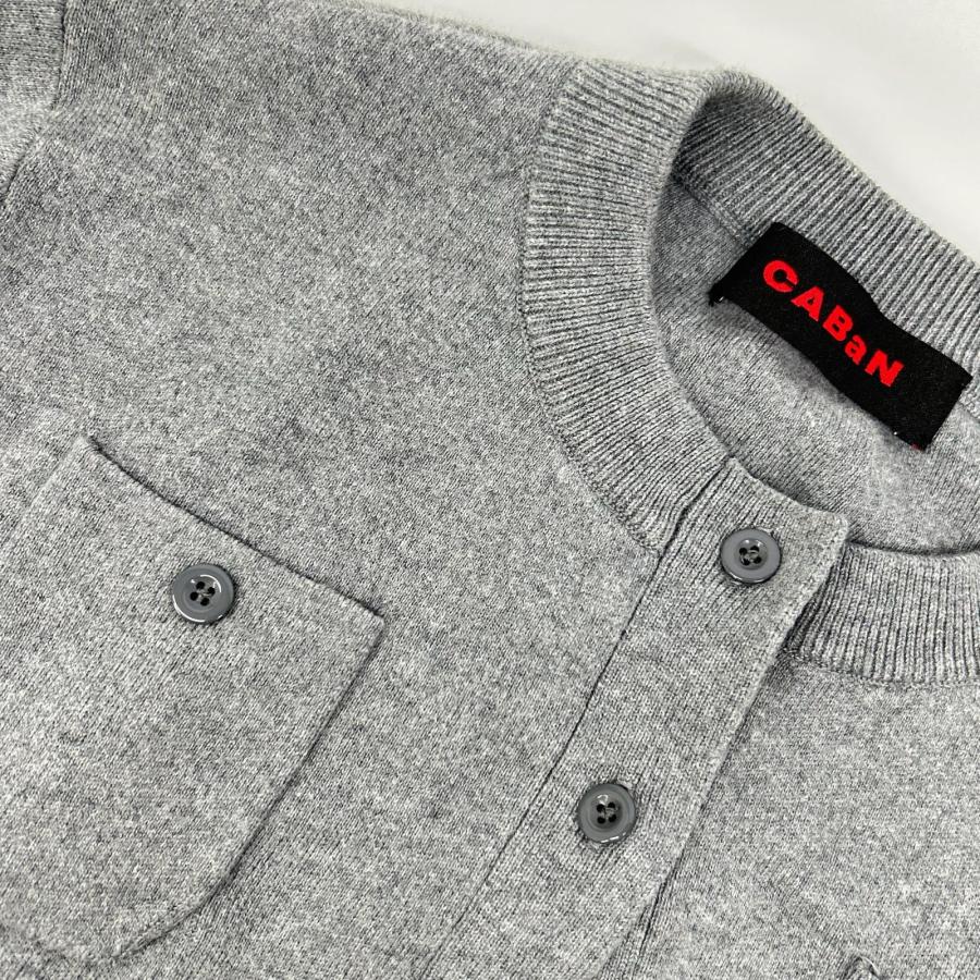 CABaN キャバン グレー コットン×カシミヤ クルーネックカーディガン