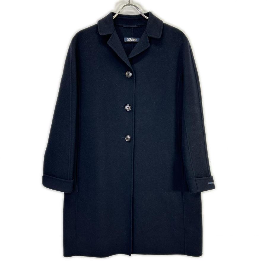 S MaxMara エスマックスマーラ 【Cucito A Mano】ネイビー ウール100 チェスターコート ネイビー コート ウール レディース 中古の画像