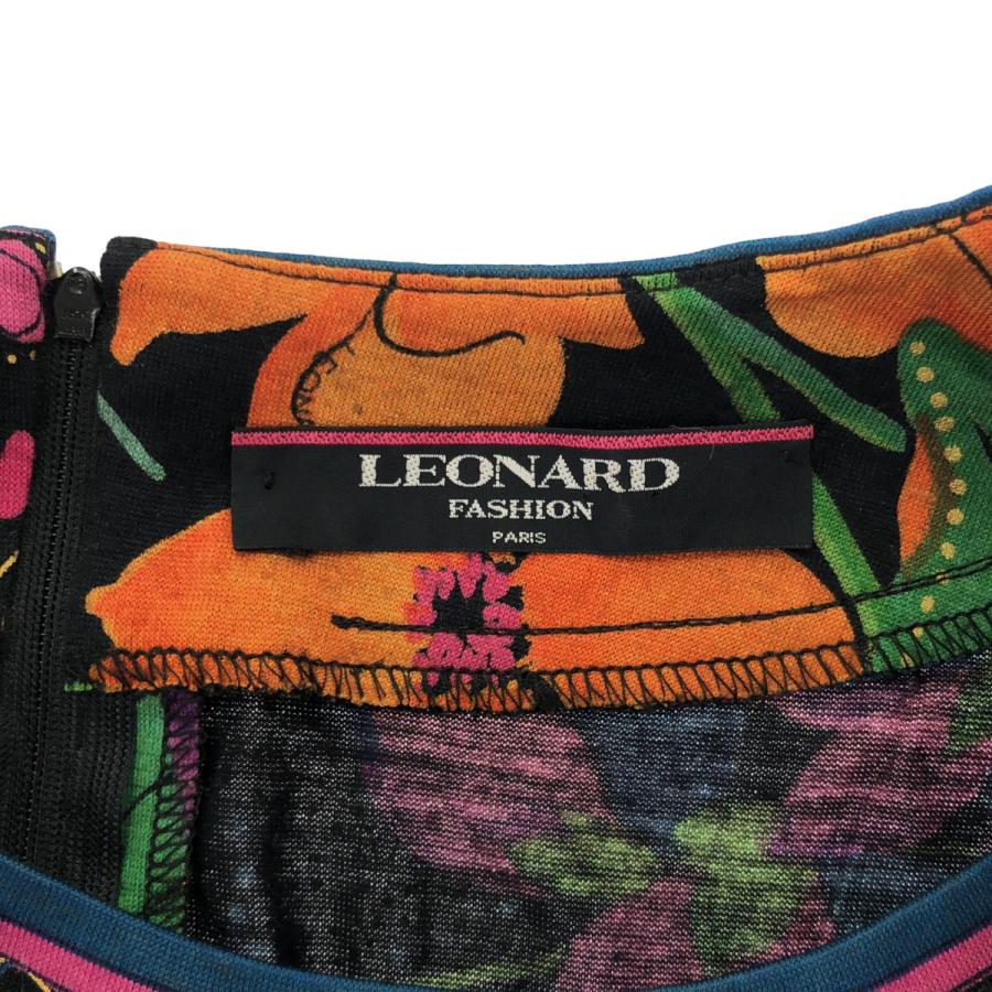 LEONARD（レオナール） ブラック ウール×シルク 花柄 ワンピース
