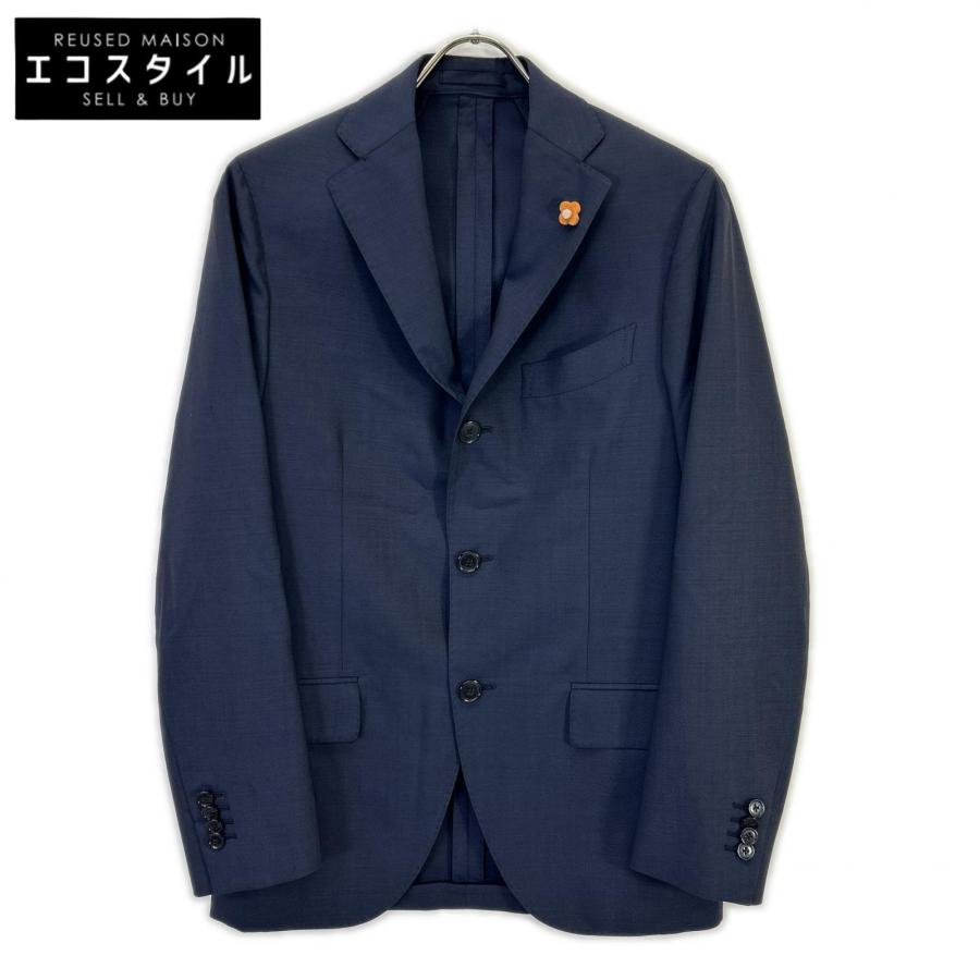 LARDINI ラルディーニ JI801AQ ネイビー ウール100 ブートニエール付 3Bテーラードジャケット 44 LARDINI（ラルディーニ） JI801AQ ネイビー ウール100 ブートニエール