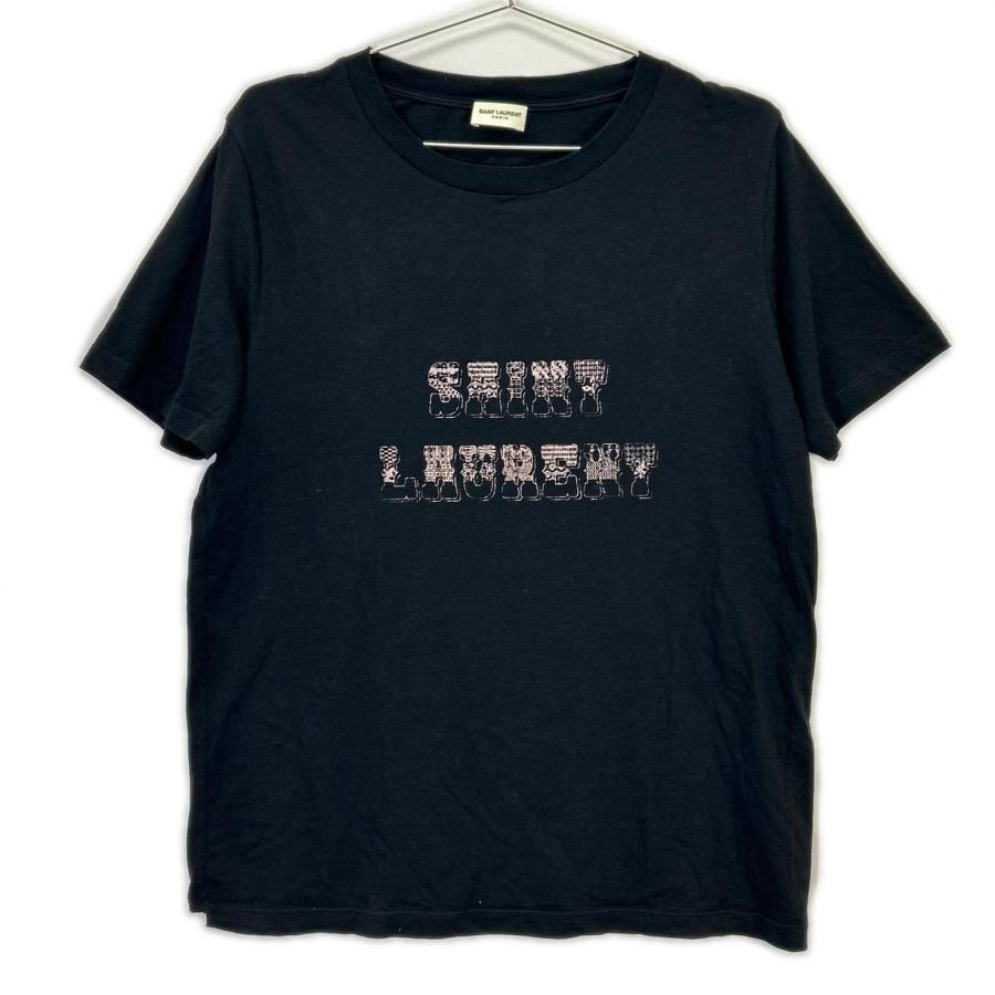 SAINT LAURENT PARIS サンローランパリ 18SS 541888 YB2XS ブラック ロゴプリント クルーネックTシャツ S SAINT LAURENT PARIS サンローランパリ 18SS 541888 YB2XS ブラック