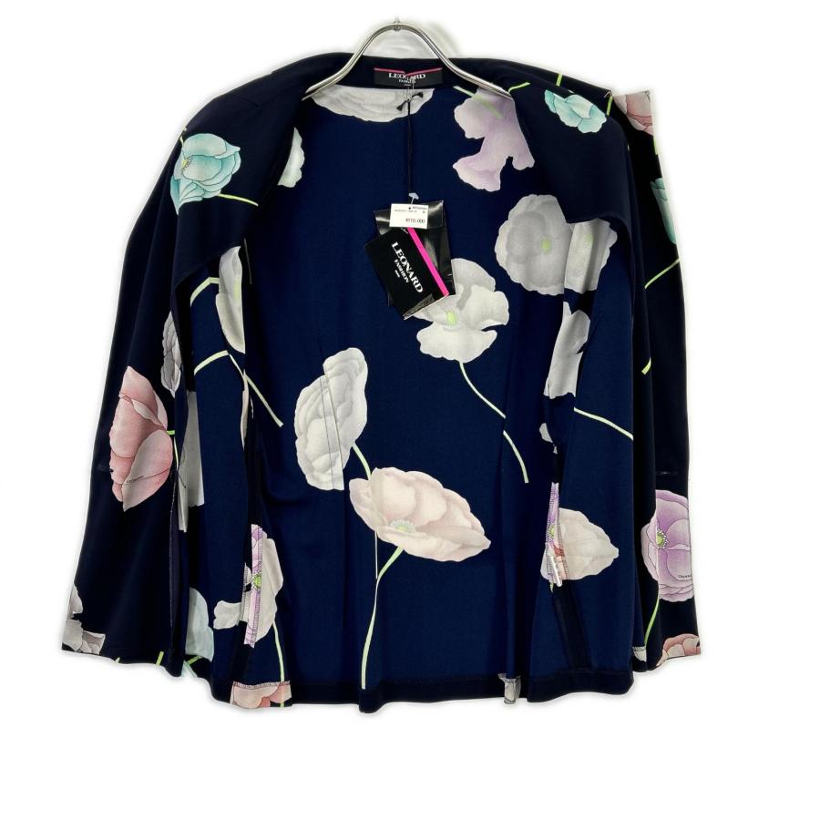 LEONARD（レオナール） 【FASHION】ネイビー カンカン素材 花柄総柄 