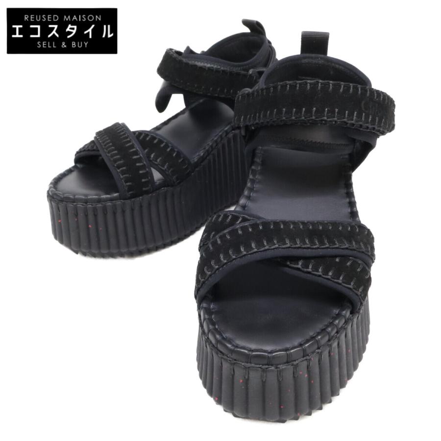 Chloe クロエ カミーユ 厚底サンダル 35 黒 Chloe（クロエ） 美品 0124252 NAMA ウェッジ サンダル 38 レディース