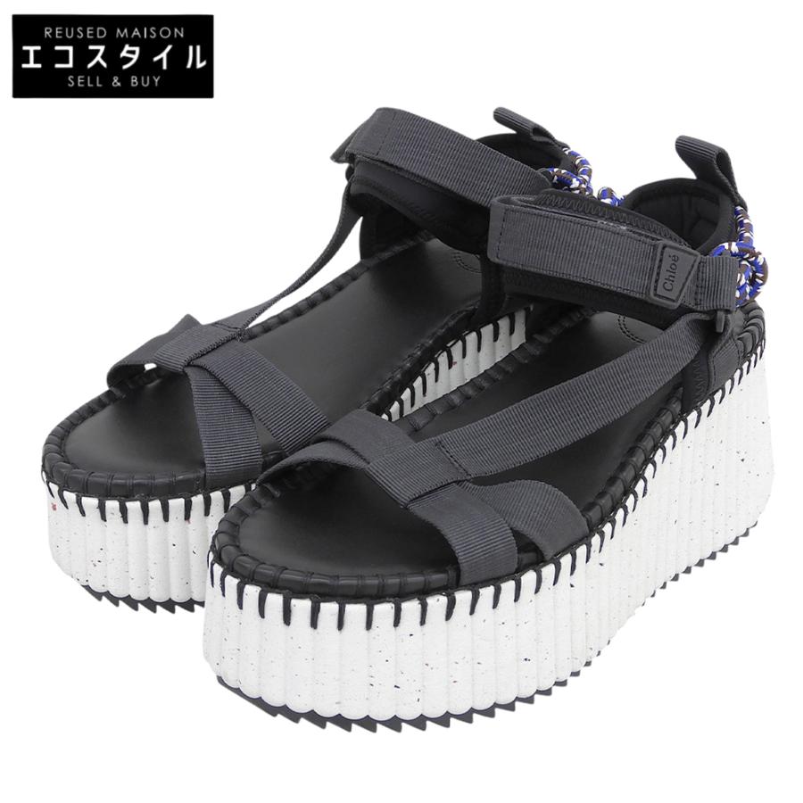 ひ*り様 Chloe ブラックレースプラットフォームサンダル Chloe（クロエ） 美品 NAMA プラットフォームサンダル レディース