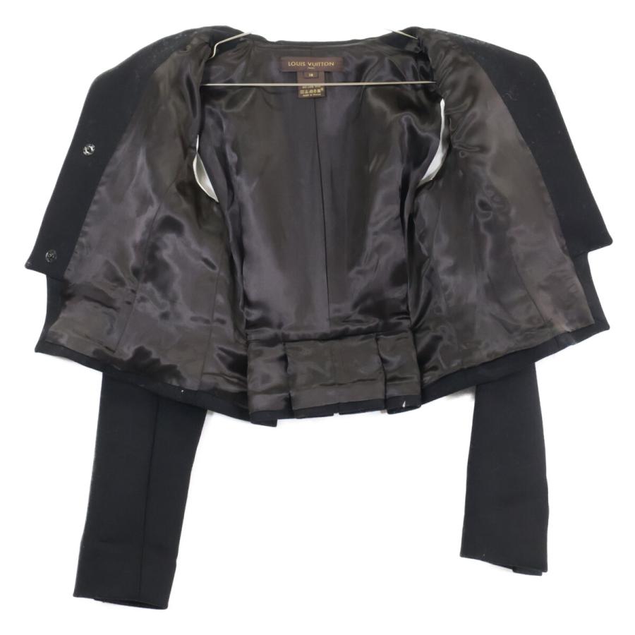 ヴィトン 08AW ウール セットアップ 36 ブラック RW082Aレディース LOUIS VUITTON ルイヴィトン ウール ボンボン ショートジャケット