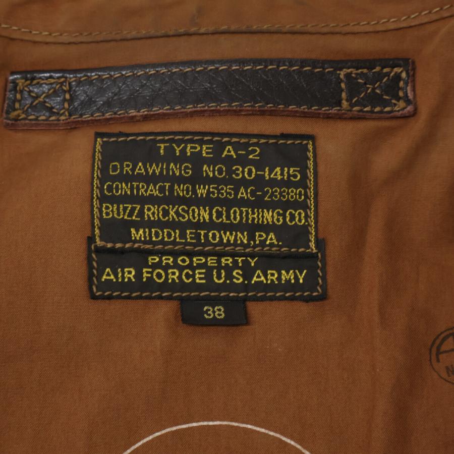 BUZZ RICKSON'S バズリクソンズ BR80212 ホースハイド A-2 フライトジャケット 38 ダークブラウン メンズの画像