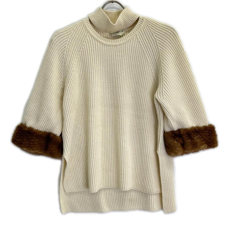 FENDI フェンディ FZY545 A1DE 17年製 ホワイト カシミヤ100 ホルターネックニットトップス ホワイト 40 トップス カシミヤ レディース 中古の画像
