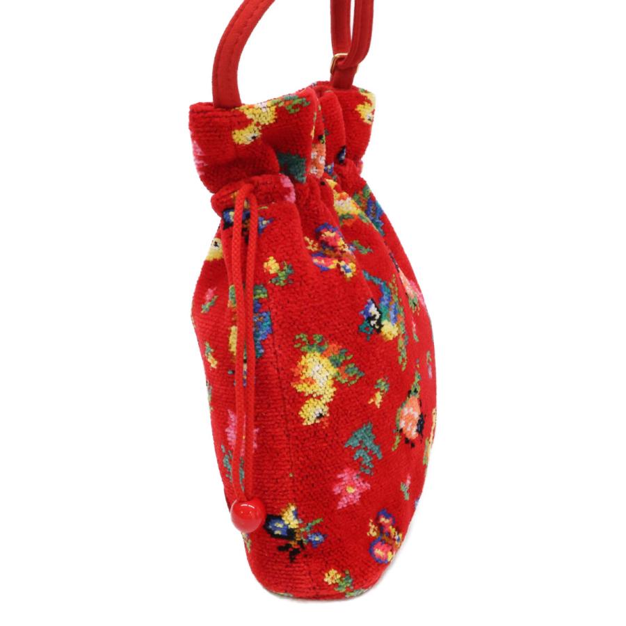 美品/ FEILER フェイラー ハイジ 巾着 ショルダーバッグ レッド